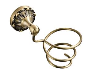 WRITWAA Wall-mounted Hair Dryer Storage Rack in Retro Copper, Anti-rust and Space-saving Spiral Bracket Holder for Bathroom Organiser, Suitable for Hair Dryers, Modern Simple Design,