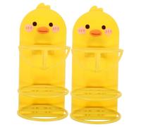 WRITWAA Wall Mounted Makeup Puff Holder 2 pcs Cute Yellow Duck Makeup Sponge Storage Rack for Bathroom and Vanity Organization