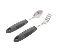WRITWAA Weighted Fork Spoon Set for Elderly Adaptive Utensils Bendable Design Soft Rubber Grip for Disabled Hands Home Care