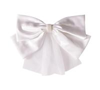 WRITWAA White Big Bow Hair Band Accessories, Fluffy Shape with Shiny Textile Material, Comfortable to Wear Hair Decoration for Wedding, Makeup, and Entertainment