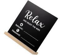 WRITWAA WiFi Password Sign WiFi Sign Black Density Board Portable Lightweight Freestanding with Outstanding Workmanship Good Texture for Restaurant and Office Table Display
