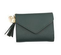 WRITWAA Women Tassel Coin Purse Small Portable Pu Leather Wallet with Snap Fastener Design and Key Holder, Compact Green Coin Pouch for School