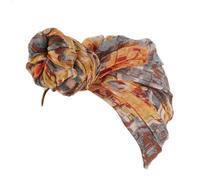 WRITWAA Women Tie-dye Turban Cap Knotted Beanie in Orange Voile, Full Coverage Sleep Hat for Many Occasions with Ethnic Style and Beautiful Design