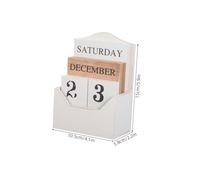 WRITWAA Wood Block Perpetual Calendar Vintage Desk Ornament Manual Date Display Desktop Decoration for Office Home Use Reusable Yearly Block Calendar