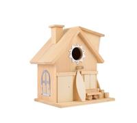 WRITWAA Wood Hanging Bird House outside Hanging in Garden or Park Sturdy Candlenut Material Lasting Use Beige Country Style Outdoor Bird Nesting Box