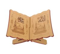 WRITWAA Wooden Carved Quran Holder Stand for Reading Islamic Book Display Stand Vintage Design for Home Decor During Ramadan and Eid Celebrations