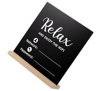 WRITWAA Wooden WiFi Password Sign Double-Sided Chalkboard Freestanding Display for Home Shop Office Reusable Erasable Board with Smooth Surface for Easy Writing and Updating Lightweight