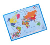 WRITWAA World Map Poster for Wall in Blue, Laminated Synthetic Paper with Bright Colours and Patterns, Sturdy Reference for Geography and Social Studies, for Home Schooling