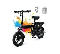 WRJAHCG 14” Folding Electric Bike,21-25 Mile Range,22Mph,Foldable Ebike Bicycle Headlight Taillight,Display,Front And Rear Disc Brakes,Battery,Adjustable Seat And Handlebar,for Adults Men Women,Black
