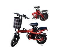 WRJAHCG 14” Folding Electric Bike,Foldable Portable E-bike 48V 15AH Removable Battery 380W Brushless Motor,21-25 Mile Range 22Mph,Ebike Display,Commuter Electric Bicycle for Adults Teen Men Women,Red