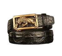 WRJAHCG Belt Men,Ratchet Leather Mens Carvedvintage Tiger Buckle Novelty Dress Jeans Belt,Black A,110CM/43.3''
