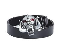 WRJAHCG Belt Men, Western Cowboy Leather Belt for Men with Skull Pattern Alloy Decorative Buckle Gothic Belt,Black,120CM/47.3''