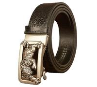 WRJAHCG Men's Ratchet Belts Leather, Crocodile Pattern Cowboy Western Belt for Men with Tiger Square Alloy Buckle,Black B,125CM/49.2''