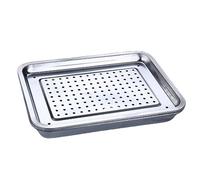 WRJAHCG Stainless Steel Storage Tray,Metal Tray,Stainless Steel Hollow Tea Tray,Tea Drainage Tray Metal Organizer Plate To Hold Fruit, Tea,Stainless Steel Tray,High/5CM,32x22CM/12''x8''