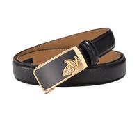 WRJAHCG Women's Belt Ratchet Fashion, Leather Adjustable Belts for Women with Leaf Pattern Alloy Automatic Buckle,Black,105CM/41.3''