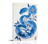 WRLIFWJXU Blue Viper Snake Stock Illustrations Poster Canvas Oil Painting Decorative Painting Art Poster Hanging Painting Home Living Room Bedroom Dining 16x24inch(40x60cm) Frame-style