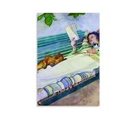 WRLIFWJXU Women Lying on A Bench Water Colors Canvas1Poster Canvas Wall Art For Living Room Bedroom Gaming Room Office Posters 12x18inch(30x45cm) Unframe-style