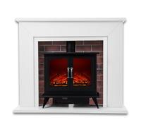 Wrmiehomy Electric Fire and Surround Frame & Chimney, Log Effect Electric Fireplace with 7 Day Programmable Remote Control 7 Flame Colours, 1&2kW Heat Output, Adjustable Temperature, Timer