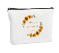WRNZL Proud of You Gifts Sunflower Emotional Support Inspirational Positive Affirmation Motivational Cheer Up Pride Gifts for Women Christmas Mothers Day International Womens Day Presents Makeup Bag