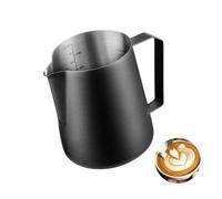 Wrobic Milk Frothing Pitcher 20oz/600ml - Stainless Steel Milk Pitcher with Measurements, Latte Art Milk Jug Compatible with Espresso Machines, Barista Steaming Pitcher for Coffee, Cappuccino,Black