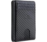 WRODEN Card Holder Slim Leather Wallet for Men - Slim Smart Wallet with RFID Blocking Protection for Credit Cards and More - Pocket Card Holder Minimalist Wallet - (Carbon Fiber)