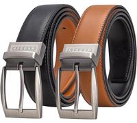 WRODEN Reversible Leather Belt for Men - Black/Brown Leather Belt with Pin Buckle - Workwear Belt for Pants/Jeans (Black/Brown, 28" - 36" Waist Adjustable (Small/Medium))