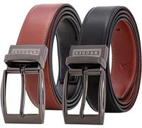 WRODEN Reversible Leather Belt for Men - Black/Burgundy Leather Belt with Pin Buckle - Workwear Belt for Pants/Jeans (Black/Burgundy, 36" - 44" Waist Adjustable (Large/Extra-Large))