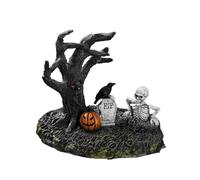Wrohto Halloween Figurines, Tree Skull Pumpkin Crow Tombstone Statues, Resin Gothic Ornaments for Spooky Decor, Perfect for Indoor Home Displays on Bookshelf, Bedroom, Table, Desk, Mantle