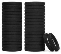 WROLY Elastic Hair Ties, Ponytail Holders No Damage Soft Hair Bobbles for Girls Women Thick Seamless Hair Bands (Black, 30 Pcs)