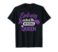 Wrong Queen Purple Ribbon Epileptic Fighter Support Epilepsy T-Shirt