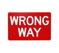 Wrong Way Metal Warning Sign with Easy Install for Indoor Outdoor Security, Business Office Home Garden Street Decor 30 x 20 cm