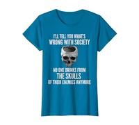 Wrong with Society Drink from The Skull of Your Enemies T-Shirt, Women, Sapphire Blue, XX-Large