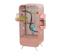 Wrought Iron Bird Cage with Open Top, Play Stand & Breeding Box for Small Parrots, Parakeets, Cockatiels, Budgies, Conures - Indoor Use