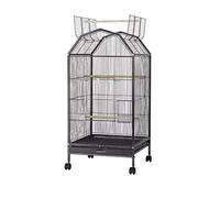 Wrought Iron Bird Carrier Cage with Wheels, Durable Flight Cage for Large Parrots, Easy to Move for Outdoor and Balcony Use