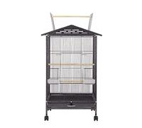 Wrought Iron Bird Carrier Cage with Wheels, Durable Flight Cage for Large Parrots, Easy to Move Outdoor Balcony Birdcage