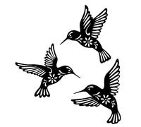 Wrought Iron Bird Decor - Hummingbird Wall Set, Outdoor Garden Art | Black Metal Fence Decoration, Artistic Yard Hanging Pieces, 3pcs Elegant Sculpture Displays, Wall Accent For Bedroom Balcony