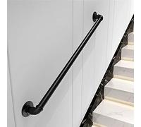 Wrought Iron Black Pipe Stair Handrail for Indoor and Outdoor Use Non Slip Safety Rails Industrial Style 19ft