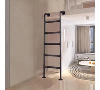 Wrought Iron Bunk Ladder for Loft Apartments, Wall/Floor-Mounted Entrance Straight Ladder for Dorms Apartments Hotels Balcony, Fire Escape Ladder for Space Saving(137cm/54in)