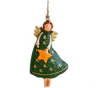 Wrought Iron Christmas Angel Ornament 12x7cm Rustic Antique Pendant | Weathered finish and intricate craftsmanship Artistic angel girl motif Suitable for festive tree or interior