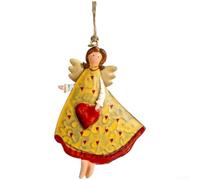 Wrought Iron Christmas Angel Ornament 12x7cm Rustic Antique Pendant | Weathered finish and intricate craftsmanship Artistic angel girl motif Suitable for festive tree or interior