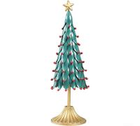 Wrought Iron Christmas Tree for Desktop Decoration, Sturdy Metal Holiday | Ornament for Mantel Shelf Centre, Compact Tabletop Xmas Decor in Green or Gold Finish, Festive Home Display 13.8 Inch