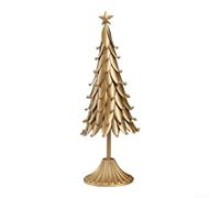Wrought Iron Christmas Tree for Desktop Decoration, Sturdy Metal Holiday | Ornament for Mantel Shelf Centre, Compact Tabletop Xmas Decor in Green or Gold Finish, Festive Home Display 13.8 Inch