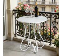 Wrought Iron Coffee Table, All Weather Bistro Table with Adjustable Anti-Slip Feet, Ideal for Indoor and Outdoor Use, Large Tabletop for Patios and Gardens