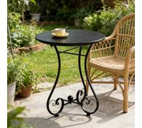 Wrought Iron Coffee Table, All Weather Bistro Table with Adjustable Anti-Slip Feet, Ideal for Indoor and Outdoor Use, Large Tabletop for Patios and Gardens
