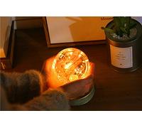 Wrought iron copper wire can send best friends birthday, Christmas, Thanksgiving, bedroom decoration bedside lamp (round usb).