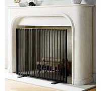 Wrought Iron Fireplace Screen, Single Panel Fire Spark Guard & Mesh Fireguard, Safety Protector for Wood Burning & Open Fires