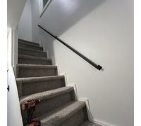 Wrought Iron Handrail for Stairs - Wall Mounted Staircase Hand Rails - Handrails for Indoor Stairs - Metal Grab Bar for Outdoor Environment, Stair Banister Handrail Kit Black(6ft/180cm)