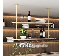 Wrought Iron Hanging Wine Glass Rack Industrial Vintage Ceiling/Wall Mounted Floating Glass Rack for Bar/Restaurant Decorative Display Stand Shelf.