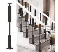 Wrought Iron Loft Handrail, Non-Slip Steady Square Fence Post for Above Ground Stairs and Stairwell Doors, Railing System Kit