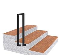 Wrought Iron Outdoor Handrails for Steps Black Transitional Stair Railing for Front Porch Exterior Loft Villa Corridor Garden 200kg Capacity Support Safety Assistive Handrail